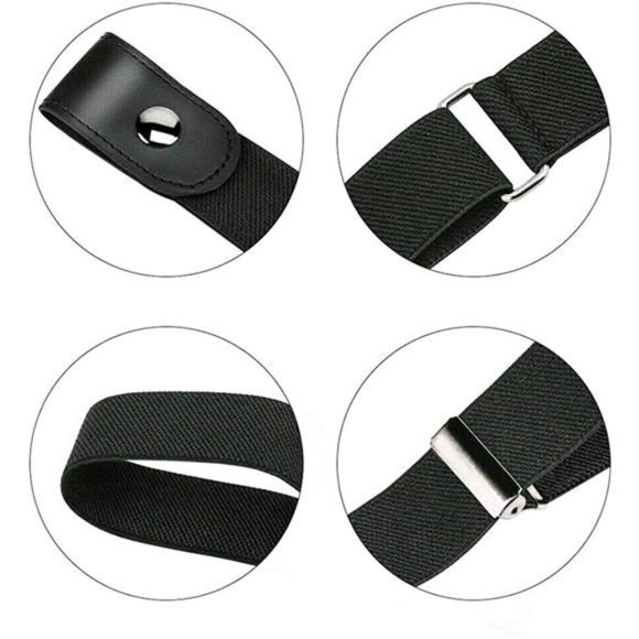 VJK No Buckle Free Elastic Belt for Women Men, Comfortable Adjustable